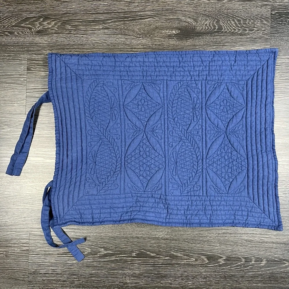 Pottery Barn Pick-Stitch Quilted Standard Pillow Shams Blue Set of 2 Farmhouse